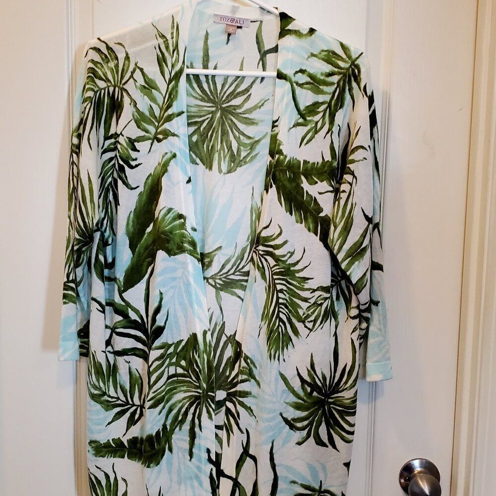 Breezy & Light ¾ sleeve tropical long cardigan size 1X - Picture 4 of 7